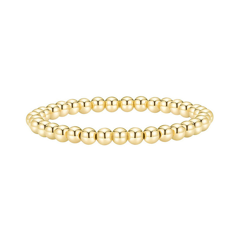 Wholesale beaded gold bracelet men's and women's color-retaining gold-plated elastic multi-layer stacked round bead bracelet bracelet